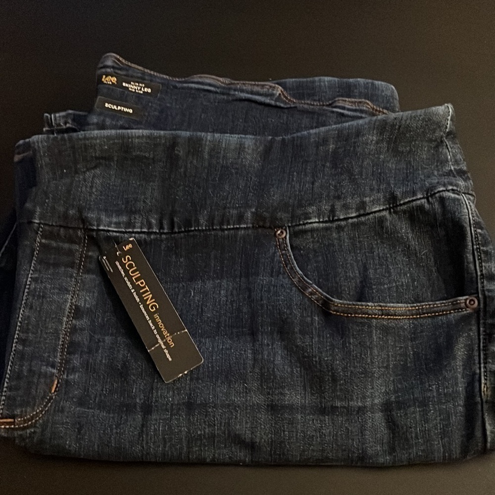 Lee Plus slim‎ fit skinny leg mid rise sculpting jeans blue Sz 28W medium